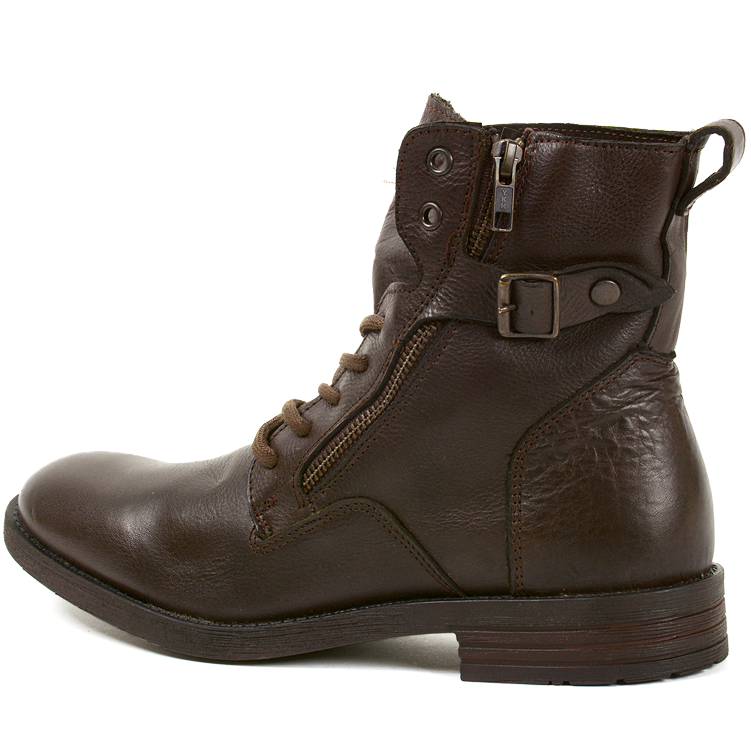 GBX Mens Trust Leather Boots Combat Military Style Lace Up Ankle High